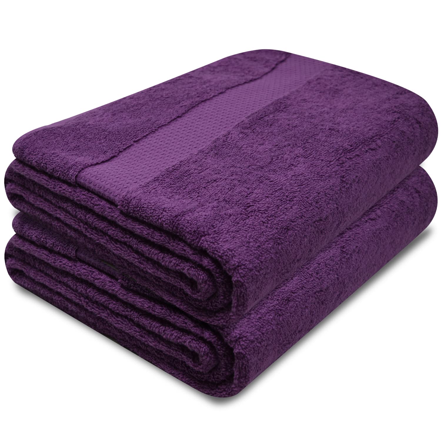 Towelogy® Quick Dry Large Bath Towels Set Egyptian Cotton Ring Spun Premium Hotel Quality Super Absorbent Bathroom Towel 70x125cm (Purple Aubergine, 2)