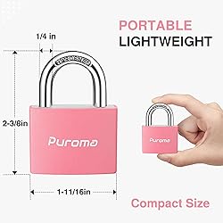Puroma Lock Keyed Padlock, 2 Pack Aluminum Locks