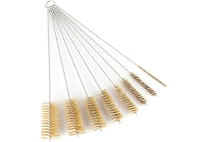 CTSYUQOO 16 Inch Extra Long Pipe Cleaning Brush Set with Brass Bristles, 8 Piece Variety Pack for Auto Parts, Bottles, Guns, Tubes, Etc.