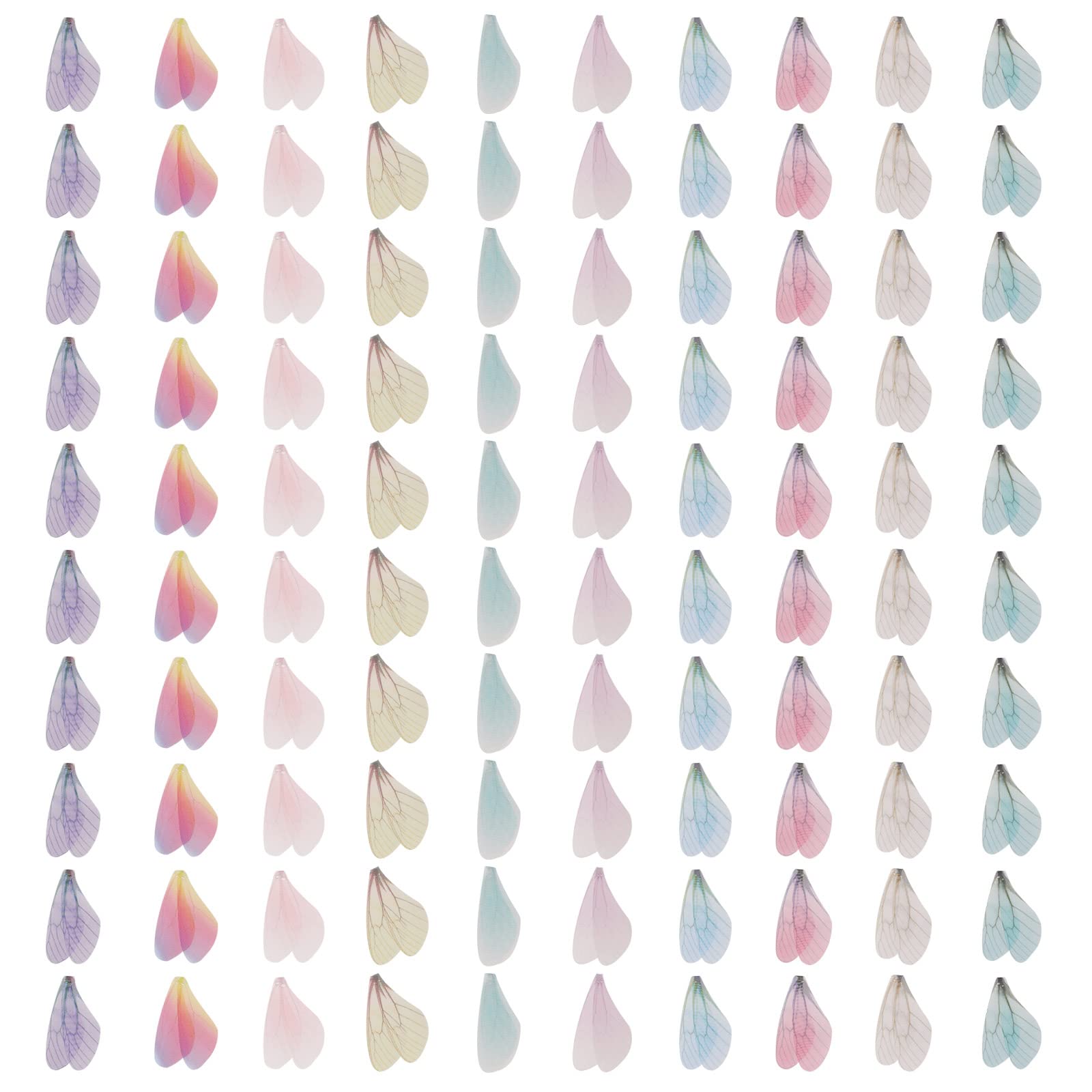 VGOL 100PCS Dragonfly Wing Charms Artificial Craft Butterfly Wings for Women Earring Pendant DIY Art Craft Pendant Jewelry Making 10 Color