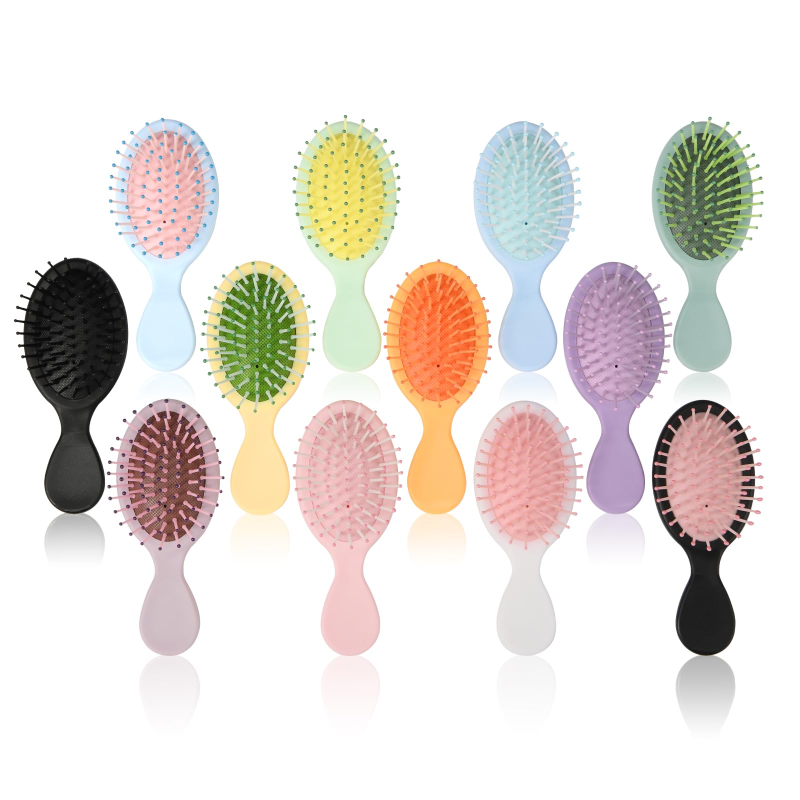 Photo 1 of 12 Pack Mini Wet Hair Brush Travel Detangling Brush for Most Hair Types with Ease Knots Without Tears or Breakage, 12 colors