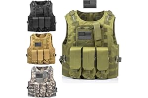 AZB Tactical Vest Adjustable Airsoft Paintball Vest with Removable Pouch