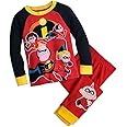 Disney Store Boys The Incredibles Long Sleeve PJ PALS Pajama Set, Red/Yellow