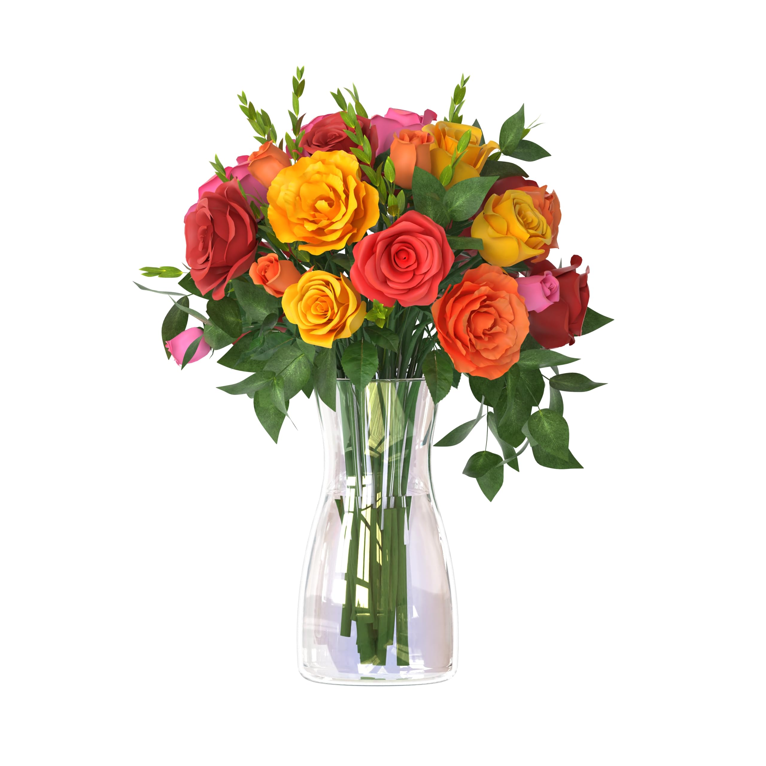 Der Rose Glass Flower Vase Iridescent Vase for Flowers Bouquet Decorative Vase for Home Decor, Centerpiece, Gift (4.5×8 Inch, Iridescent)