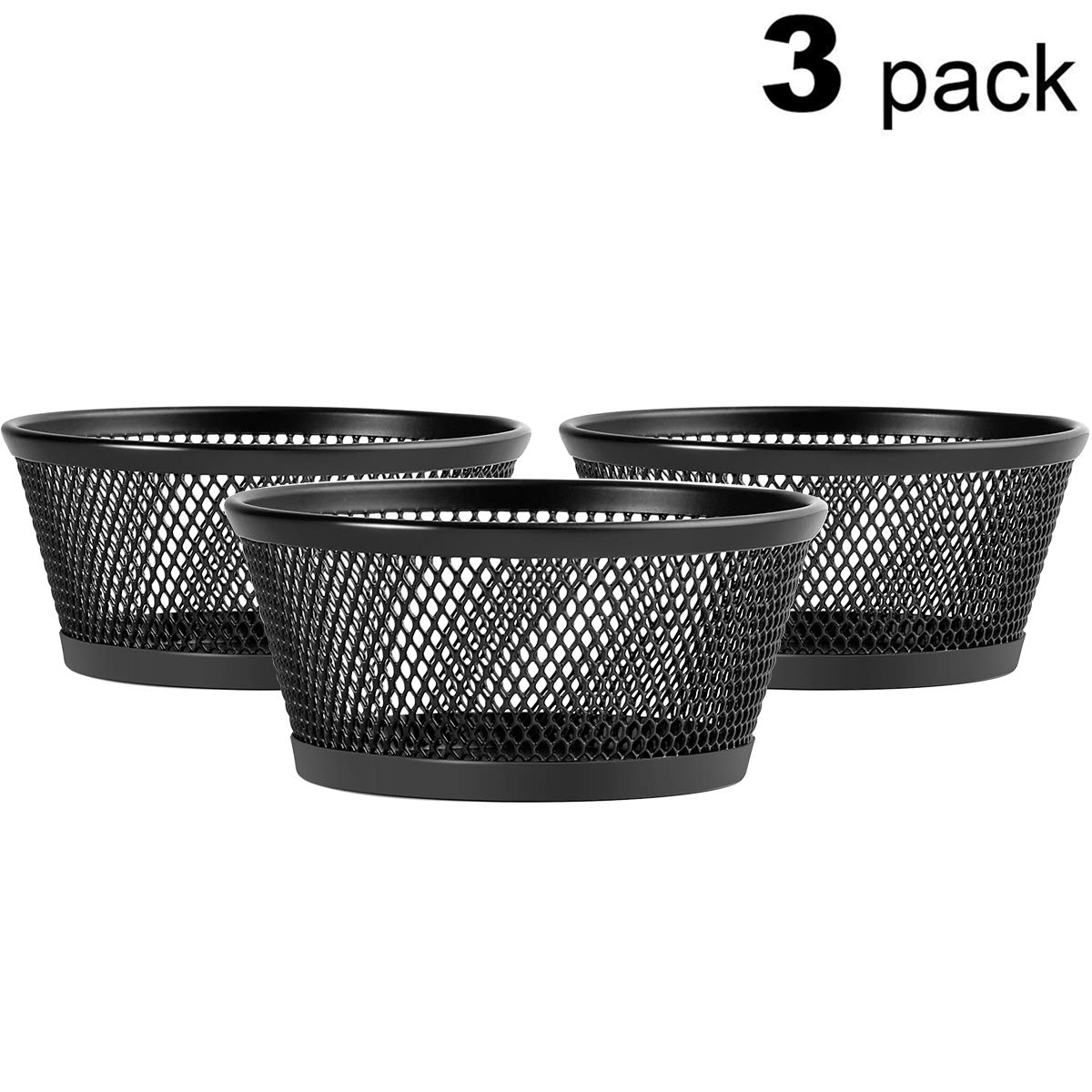 3 Pack Mesh Dispenser for Desk Black Paper Clip Organizer Collection