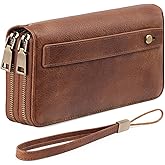 GAEKEAO Wallet for Women Clutch RFID Blocking Wristlet Leather Purse Large Capacity Credit Card Holder with Grip Hand Strap