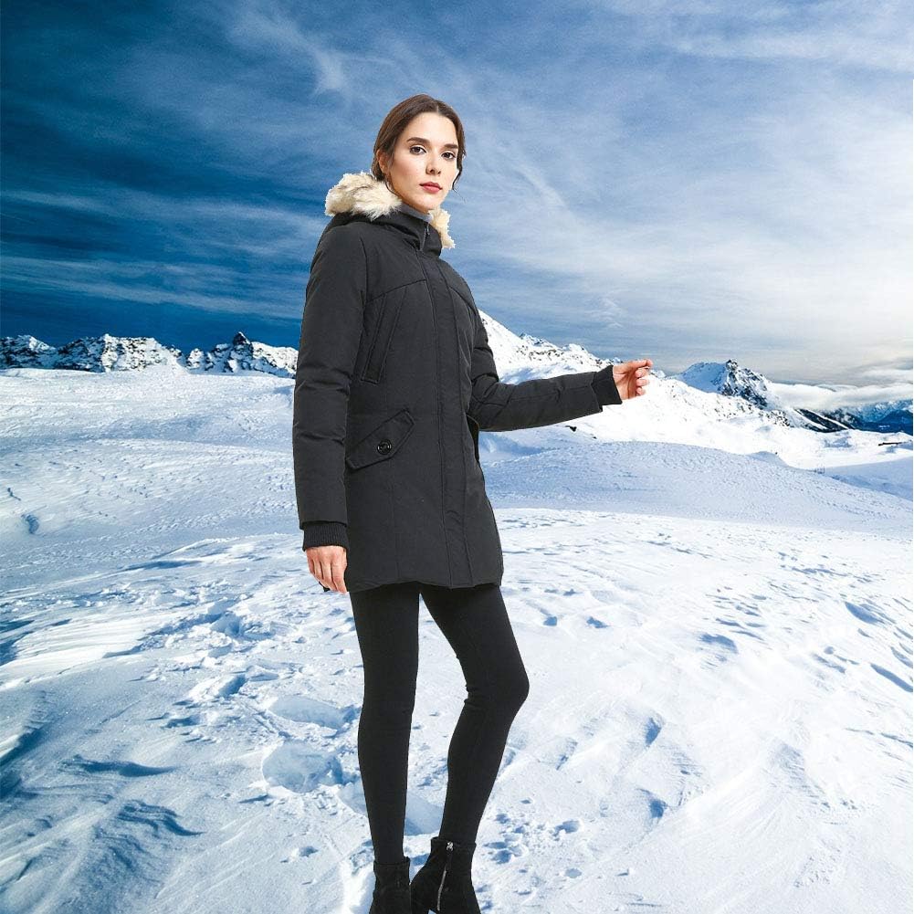PUREMSX Women's Padded Jacket, Ladies Long Thicken Parka Faux Fur Down Alternative Winter Hooded Outwear Warm Overcoat XS-XXL: Clothing