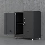 JINGUR Metal Storage Cupboard with Locking Doors and Adjustable Shelf Black view 7