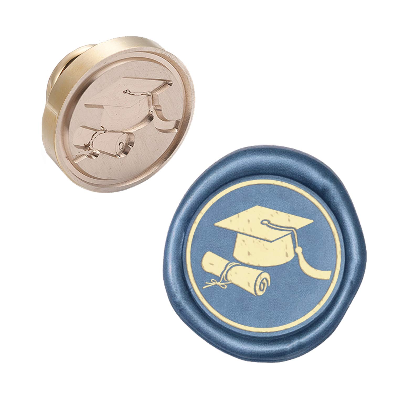 CRASPIRE Wax Seal Stamp Head Graduation Hat Removable Sealing Brass Stamp Head for Creative Gift Envelopes Invitations Cards Decoration