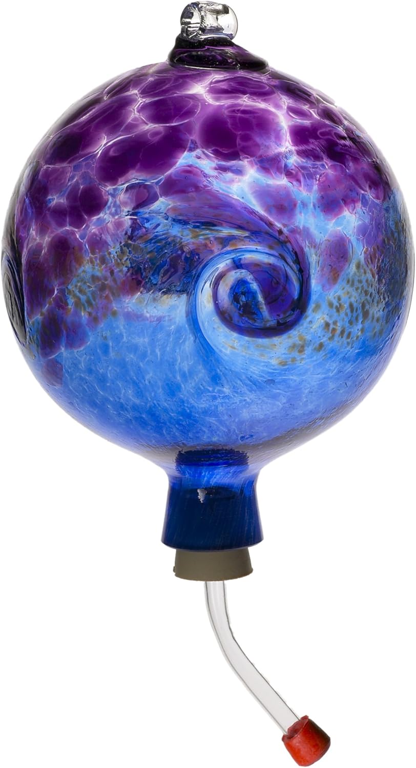 Kitras Van Glow Hummingbird Feeder Glass Ornament Blue Green