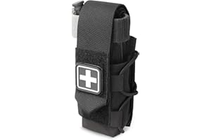 WYNEX MOLLE Tourniquet Holder, IFAK TQ Holder Tactical Medical TQ Pouch Holster First Aid Kit, Cross Patch/Bungee Cord