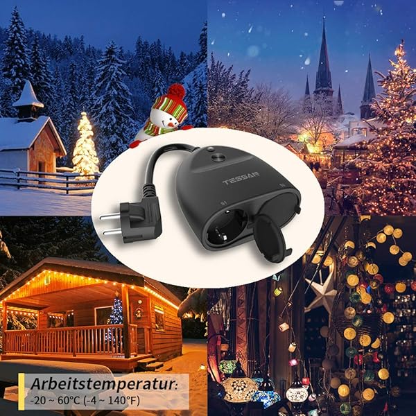 TESSAN Enchufe WiFi exterior 4000 W16 A Smart Home Plug resistente al agua enchufe exterior WiFi IP44 con 2 AC con control remoto por aplicacin compatible con Alexa Google Home e IFTTT