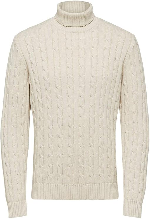 SELECTED HOMME Male cable knit jumper. White XLarge Amazon.co.uk