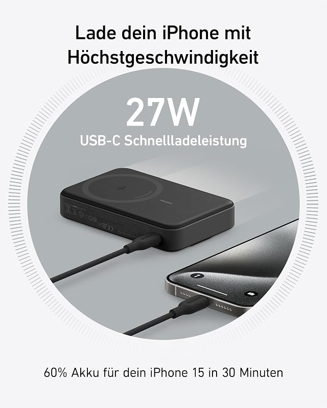 MagGo magnetische Powerbank 10000mAh Qi2 15W mit Halterung