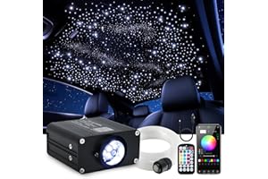 WEBUPAR 16W Car Home Starlight Headliner Kit, Twinkle & Sound Activate RGBW 500 pcs Fiber Optic Lights with APP & Remote Control, 0.03in*9.8ft, Star Lights for Ceiling Decoration