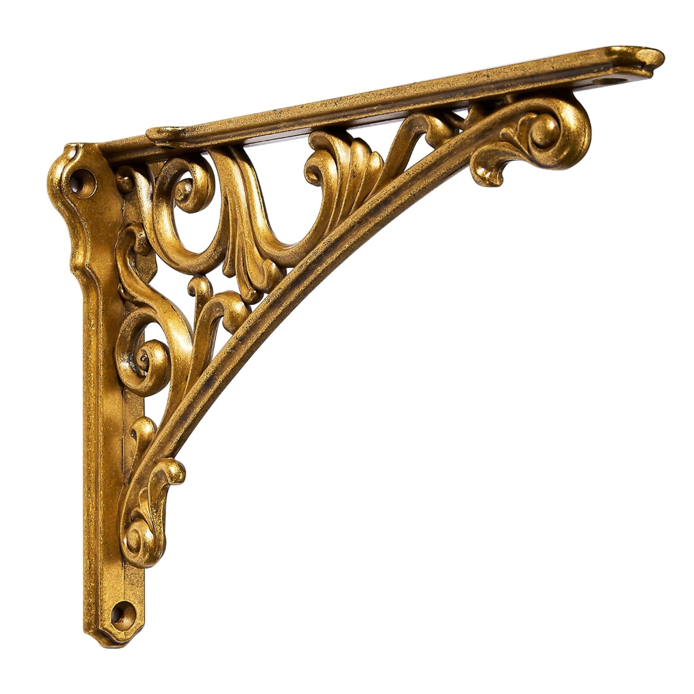 Photo 1 of Khtumeware Shelf Bracket 6 Inch, Decorative Brackets for Shelving, Heavy Duty Vintage Brass Ornate Shelf Bracket,BaroqueHardware Included, 4 Pack, Antique Brass, 5.9x4.2x1.73 inch