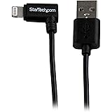 StarTech.com 1m 3ft Angled Black Apple 8-pin Lightning to USB Cable for iPhone iPod iPad - Angled Lightning Cable - Charge & 
