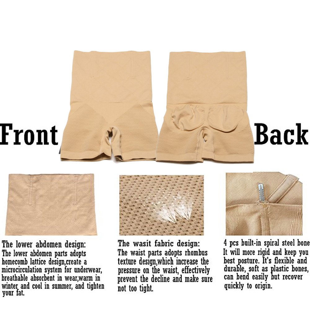 Miss-Loly Women\'s Mid Thigh Shapewear Hi-Waist Tummy Control with Butt Compression Shorts Nude XL/2XL