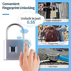 Fingerprint Padlock with Emergency Key, IP66
