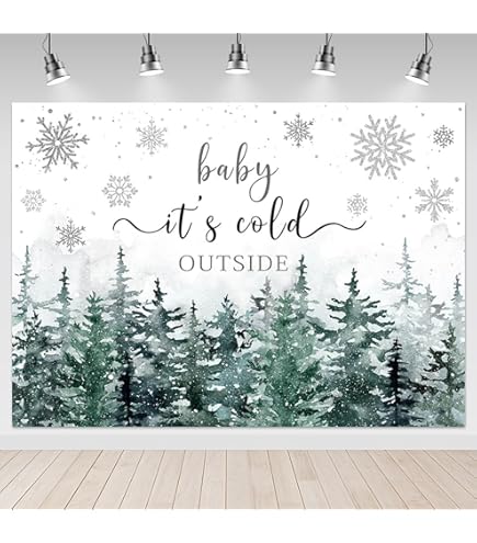 Baby It's Cold Outside Backdrop 7x5ft Snowy Forest Baby - View #3