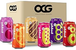 OMNICOAST GOODS, OCG Poppi Prebiotic Soda Variety Pack 12 fl oz, 12-Pack, Low Calorie & Low Sugar Drinks, Doc Pop, Cherry Limeade,Strawberry lemonade, Orange, Grape by OCG