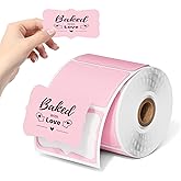 Phomemo Pink Thermal Labels for Shipping Label Printer for Small Business Supplies - 3" x 2" / 500 Pink Labels/Roll, Commercial Grade Round Stickers Roll for Custom Stickers Personalized & Business
