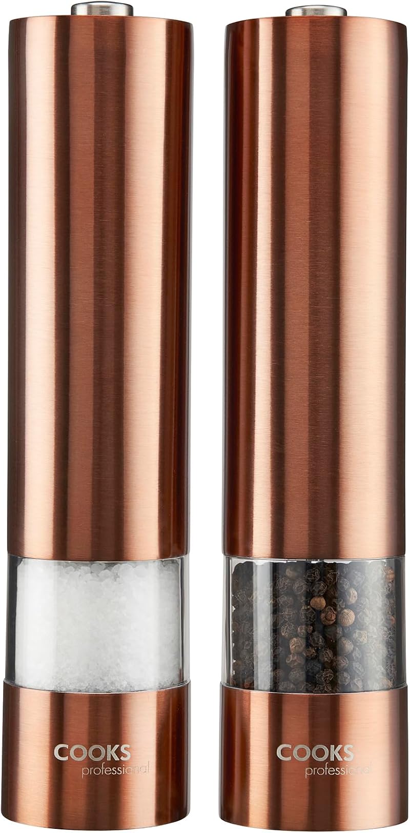Cooks Professional Electric Salt and Pepper Mill Set Copper