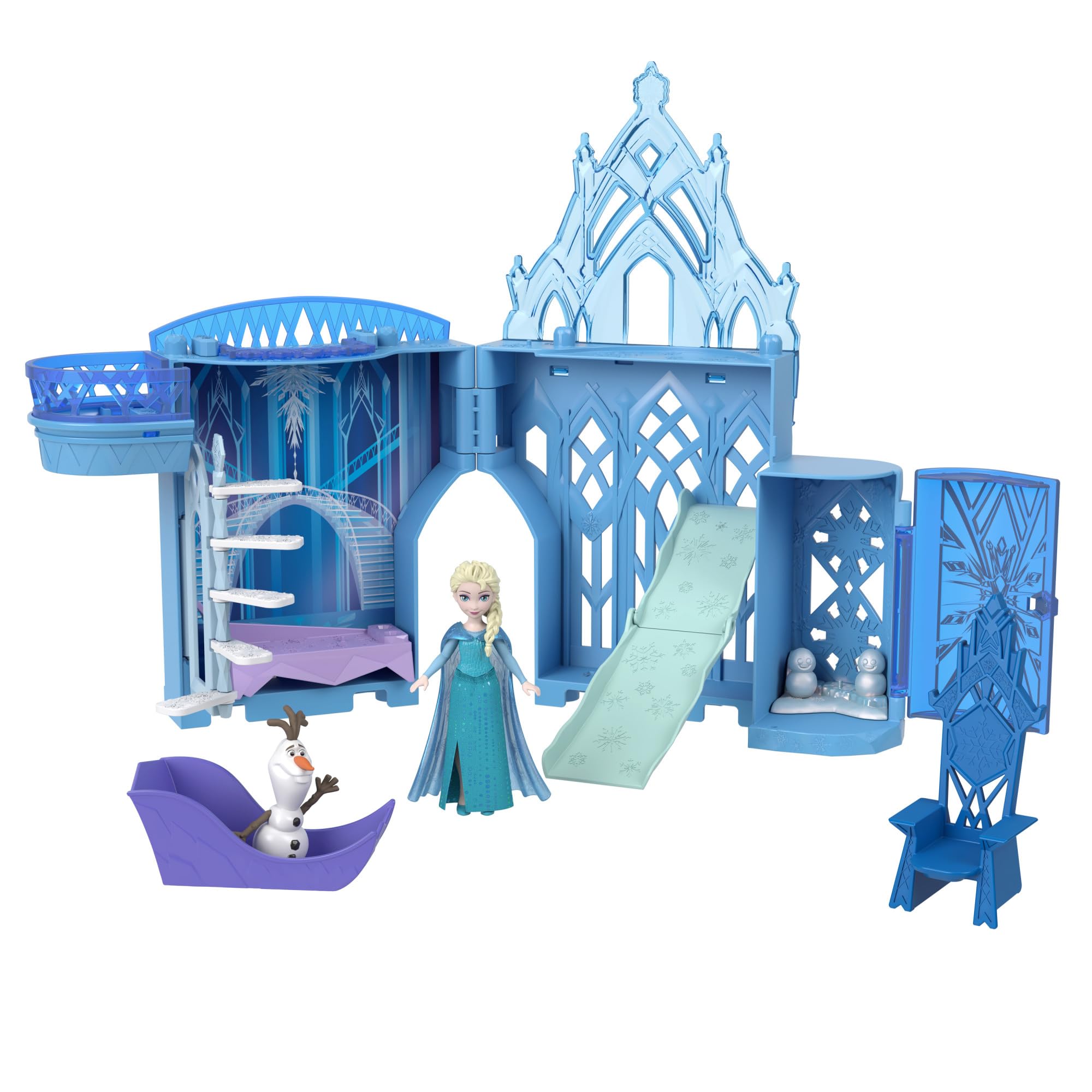 Disney Frozen Toys, Elsa Stackable Castle Doll House Playset with Small Doll and 8 Pieces, Inspired by the Disney Frozen Movies, Kids Travel Toys and Gifts, HPR37