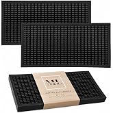 MARELUNNA 2 Pack Rubber Bar Mat &ndash; Non-Slip Spill &amp; Drip Mat for Bartending, Coffee Bar &amp; Kitchen Countertop, Thick Durable Counter Protector &amp; Stylish Drying Mat (Total Black, 12"x6")