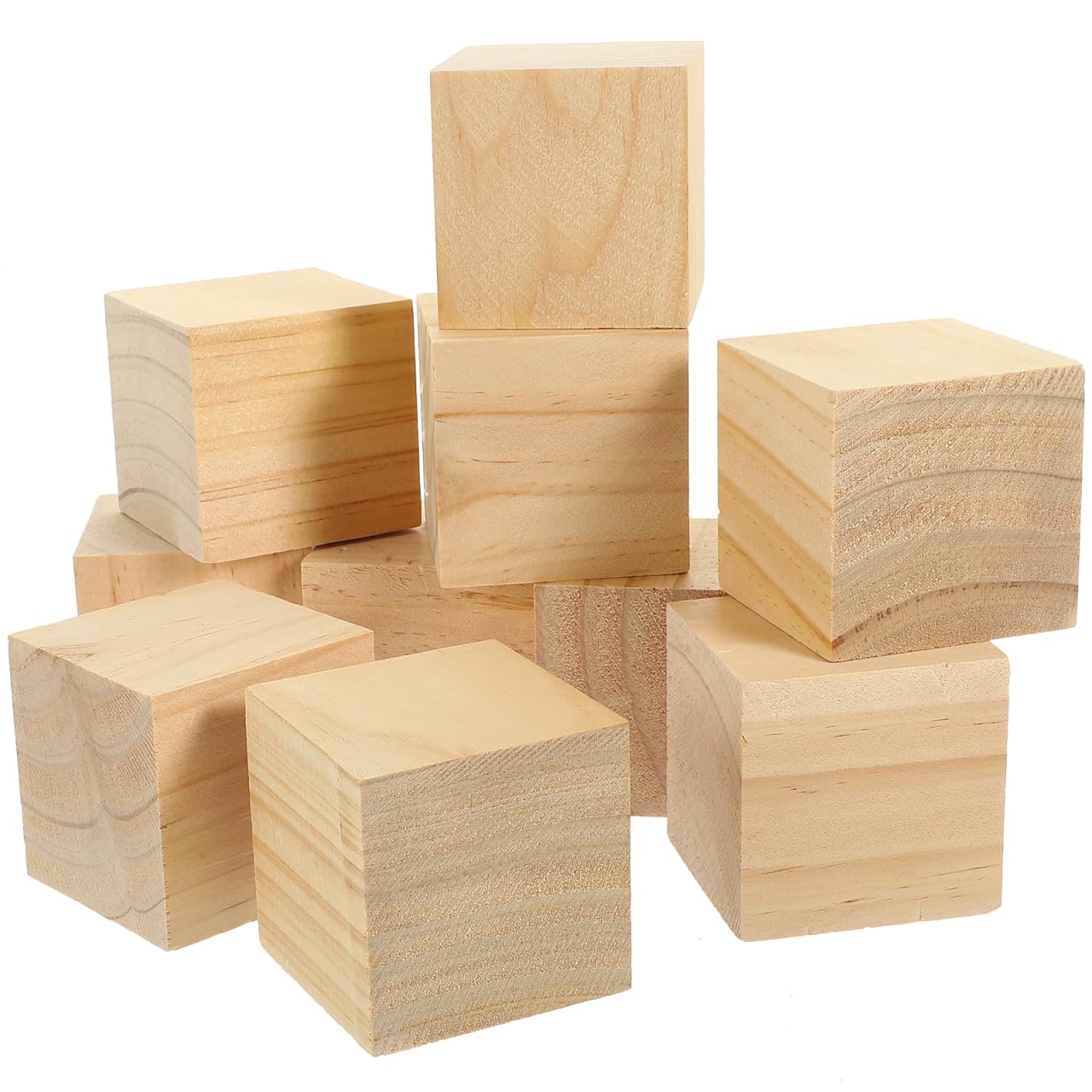 DIYEAH 10Pcs Wood Block Set | 6cm Solid Beech Wood Cubes | Unfinished Wooden Squares for Crafting, Painting & DIY Art Projects