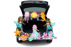 GOGREENWOVEN Halloween Trunk or Treat Car Decorations Kit- 9 Pcs Halloween Mermaid Decorations with Adhesive Tape for SUV car, Garage Door, Archway, Party, Home, Outdoor, Indoor