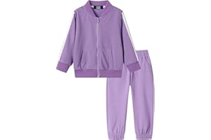 LittleSpring Boys Girls Athletic Outfits Hooded Track Jacket and Jogger Set