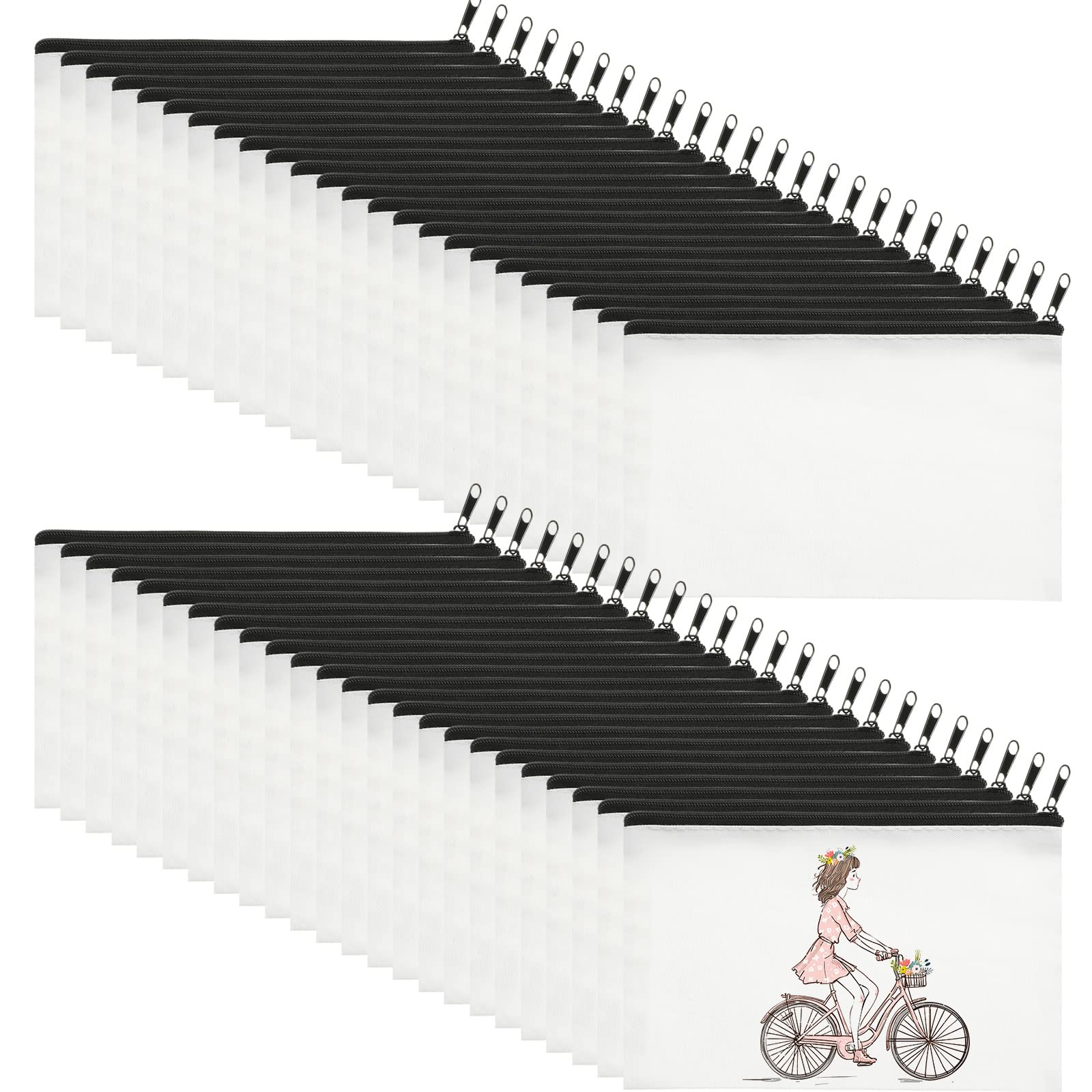 Photo 1 of Fainne 100 Pack Canvas Makeup Bags Bulk 7.1 x 4.3 Inch Blank DIY Craft Canvas Pencil Pouch Pencil Case Multi Purpose Travel Toiletry Zipper Pouch Cosmetic Bags for Stationary Storage(Beige)