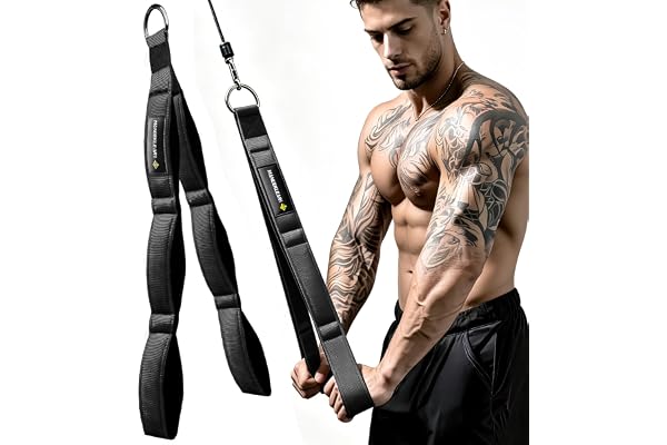 MANUEKLEAR Tricep Rope Cable Attachment Handles, Greater Range of Motion, Tricep Pull Down Rope for Push Downs, Crunches, Fac