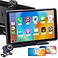 Car Screen Portable Carplay for Apple: 7 Inch Android Auto - Wireless Car Play with Backup Camera,2.5K Dash Cam,GPS Navigation,Car Audio Receivers Bluetooth,Mirror Link, Bluetooth,FM,Siri AMTIFO A28
