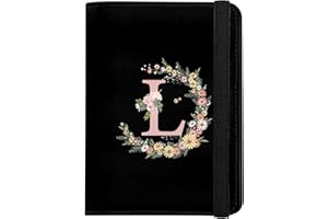 GABraden Cute Passport Holder and Holder Combo Passport Cover with RFID Blocking Women Men Compatible Wallet Credit Card Protector (Initial Monogram-L)