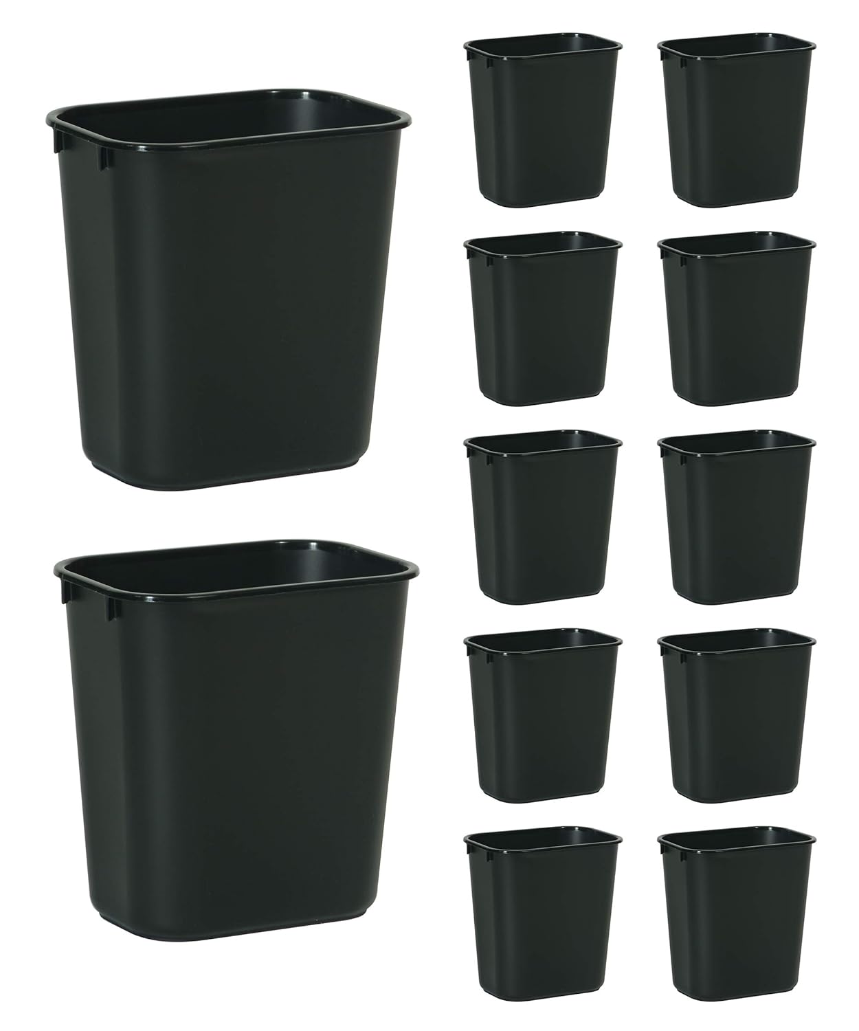 Rubbermaid Commercial Products FG295500BLA Plastic Resin Deskside Wastebasket, 3.5 Gallon/13 Quart, Black (Pack of 12): Industrial & Scientific