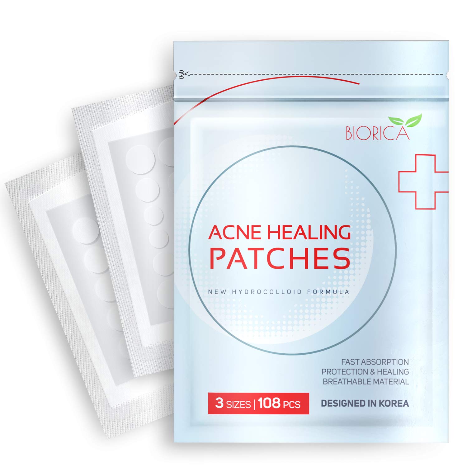 Invisible Acne Patch, Pimple Healing. Hydrocolloid Acne Spot Treatment, Sticker with Absorbing Cover for Healing Acne Dot, 108 Pieces, 8 mm, 10 mm, 12 mm Size