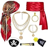 Boonbery Women Pirate Costume Set Plus Size Pirate Scarf Belt for Halloween Party Cosplay Outfit