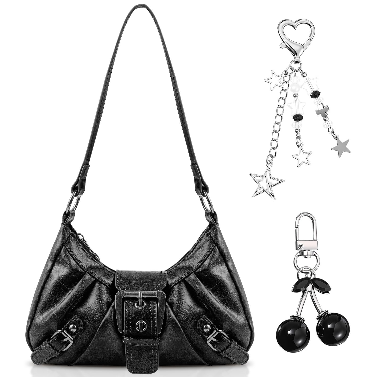 Photo 1 of (used)(missing charms)(see all images) Abbylike Y2k Purse for Women Cute Vintage Shoulder Bag with Goth Chains Buckle