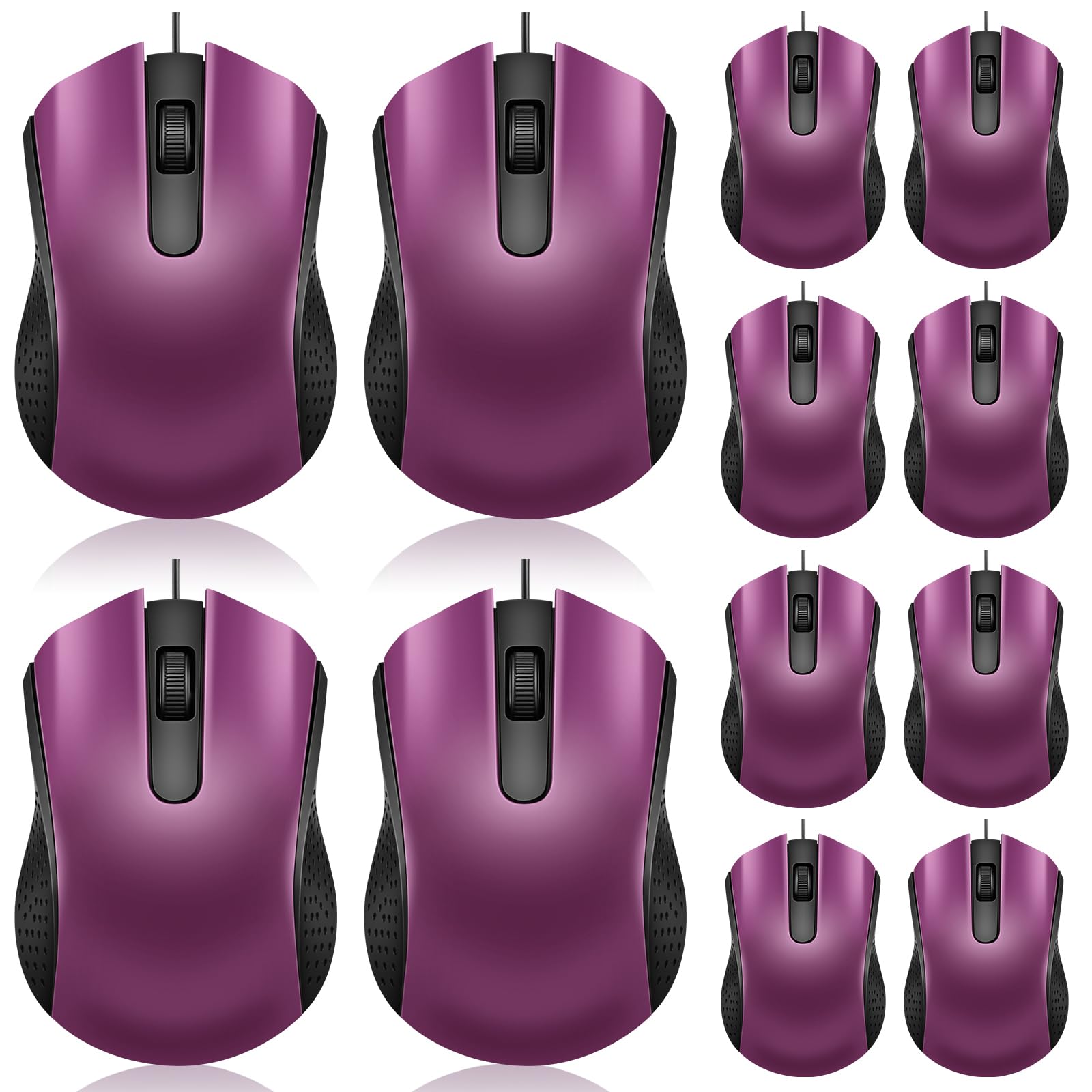 Photo 1 of Hoteam 12 Pcs Wired Computer Mouse Bulk Cord USB Computer Mice Ergonomic Wired Mouse for Pcs, Computers, Laptops, Gaming Office Home Supplies(Purple)