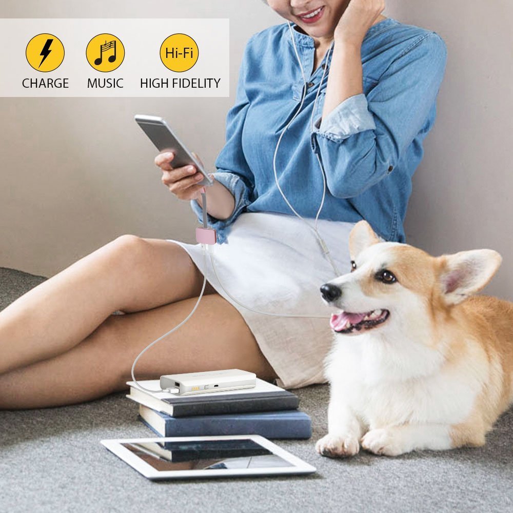 SORAKA Dual Lightning Adapter and Splitter 2 in 1 for iPhone 7/iPhone 7 Plus/ iPhone 8/ iPhone 8 plus/iPhone X, Audio & Charge & Call Function (Support iOS 11) (Sliver)