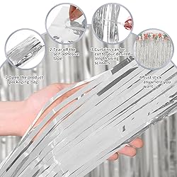 3 Pack 3.2ft x 8.2ft Silver Metallic Foil Fringe