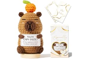 MAYICIVO Emotional Support Crochet Plush Positive Capybara Inspirational Gifts for Women, Handmade Crochet Awesome Gift Thank You Birthday Christmas Teacher Appreciation Gifts for Coworker Nurse Mom Friends