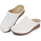 TEMOFON Clogs for Women Mules Shoes: Comfortable Arch Support Closed Toe Sandals Backless Low Wedge Slip on Shoes