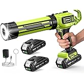 Taskstar Electric Caulking Gun 21V, Upgraded Brushless Cordless Caulking Gun with 2 x 2.0Ah Batteries, 250KG Thrust, LED Light, Anti-Drip,10 OZ Battery Power Caulk Gun Tool for Filling, Sealing
