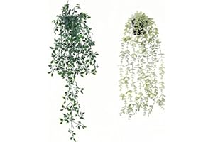 Freyalife 2pcs Fake Hanging Plants for Room Decor, Artificial Potted Plants for Aesthetic Office Living Bedroom Kitchen Patio Bathroom Bookshelf Indoor Outdoor Decor