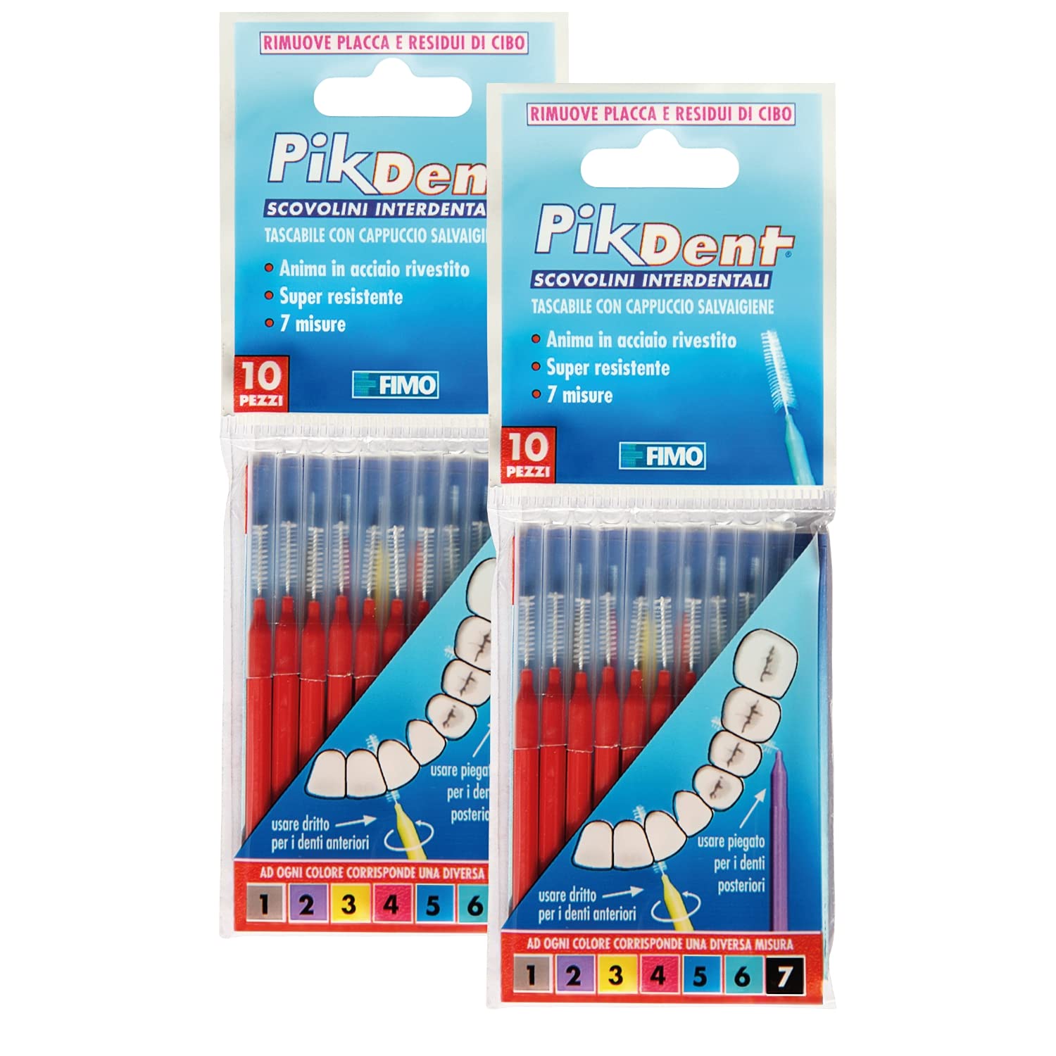 Pikdent - 20 Interdental Brushes. High Quality. 7 Sizes. Coated Wire. (0.7 mm Red)