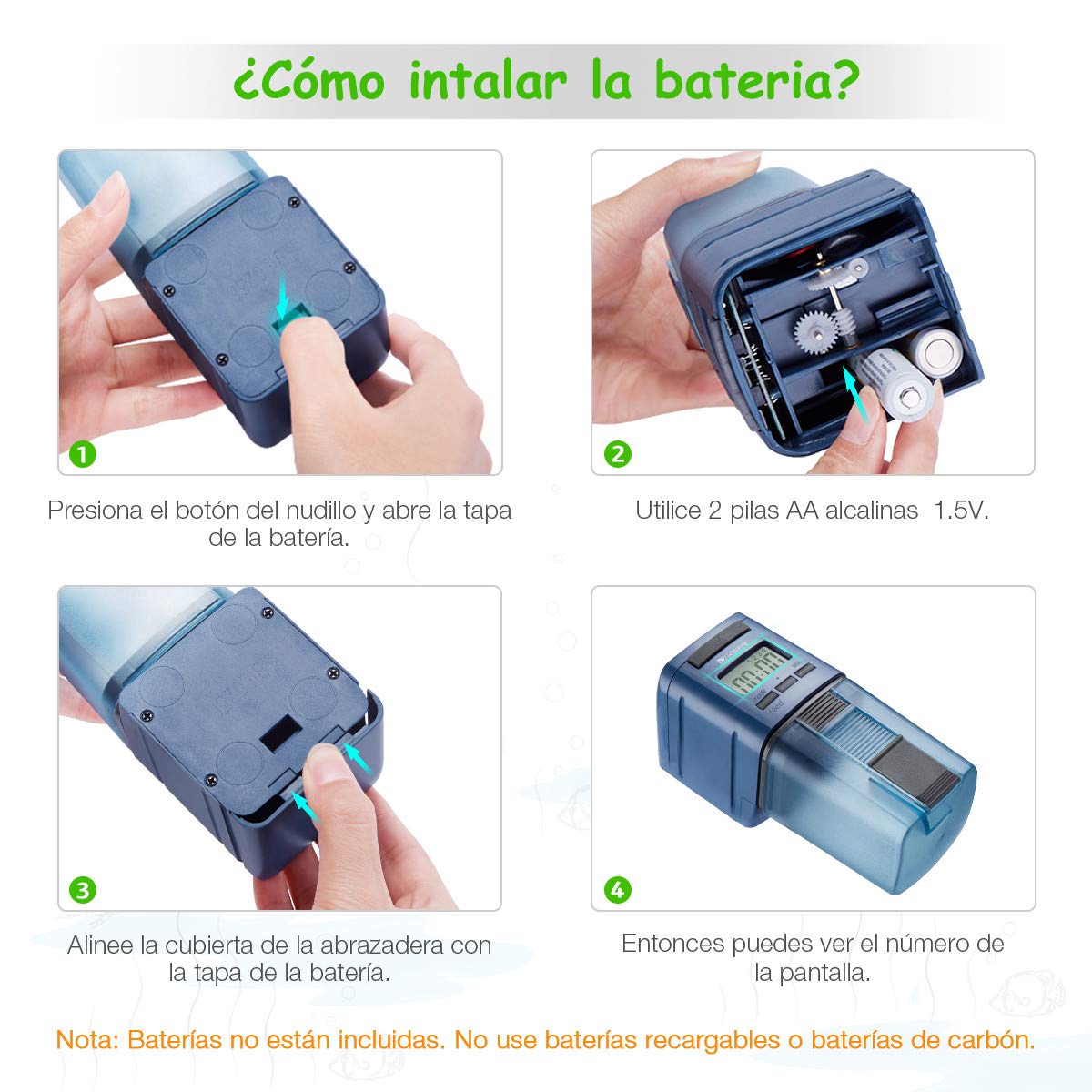 isYoung Alimentador Peces Automático Comedero Peces Automático con Pantalla LCD y Configuración de Tiempo de Alimentación Digital Dispensador de Comida