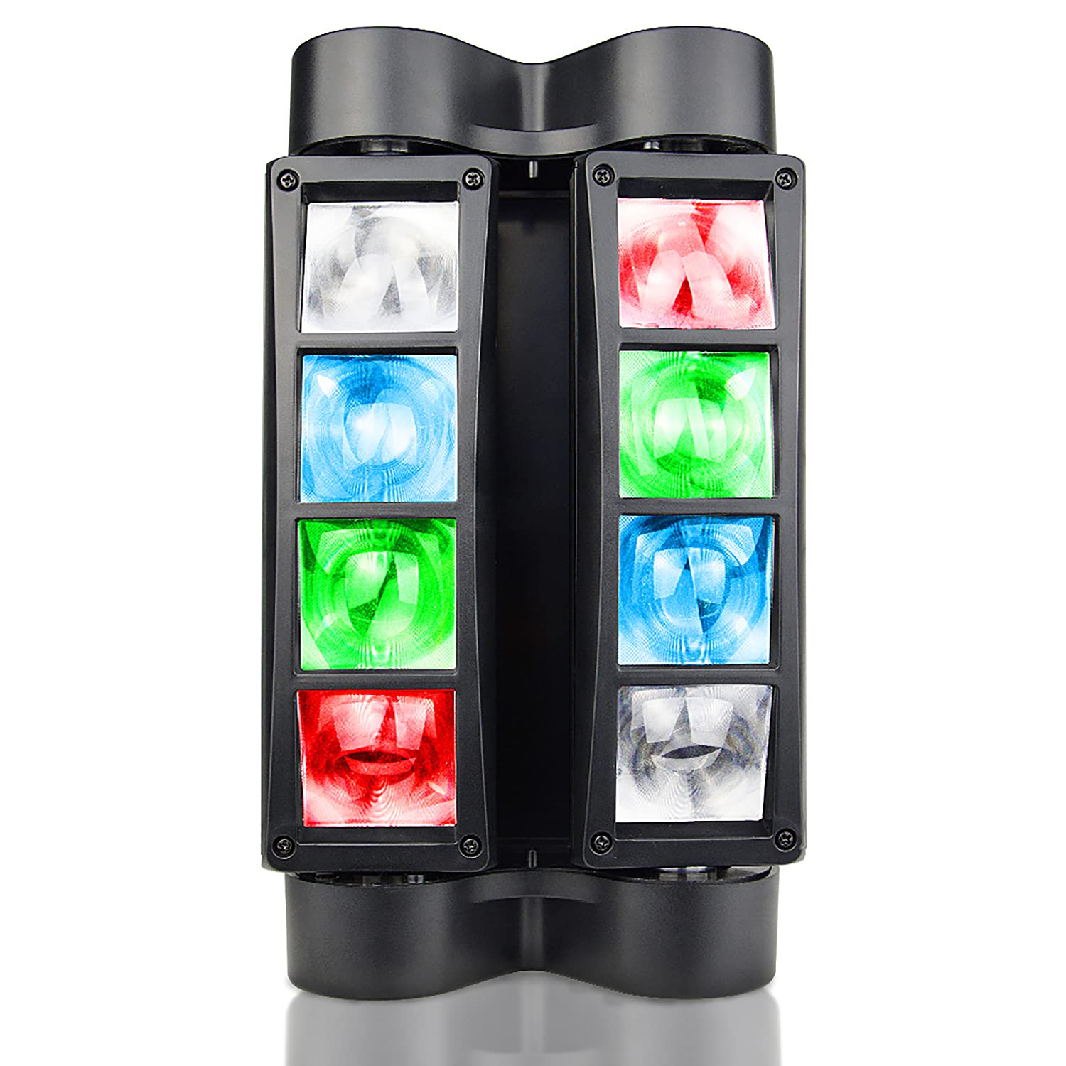 DJ Lights, 8 x 3W LED Stage Lights RGBW, Sound Activated/DMX Lighting, Moving Head Lights for Church, Event, Concert, Party, Club Lighting